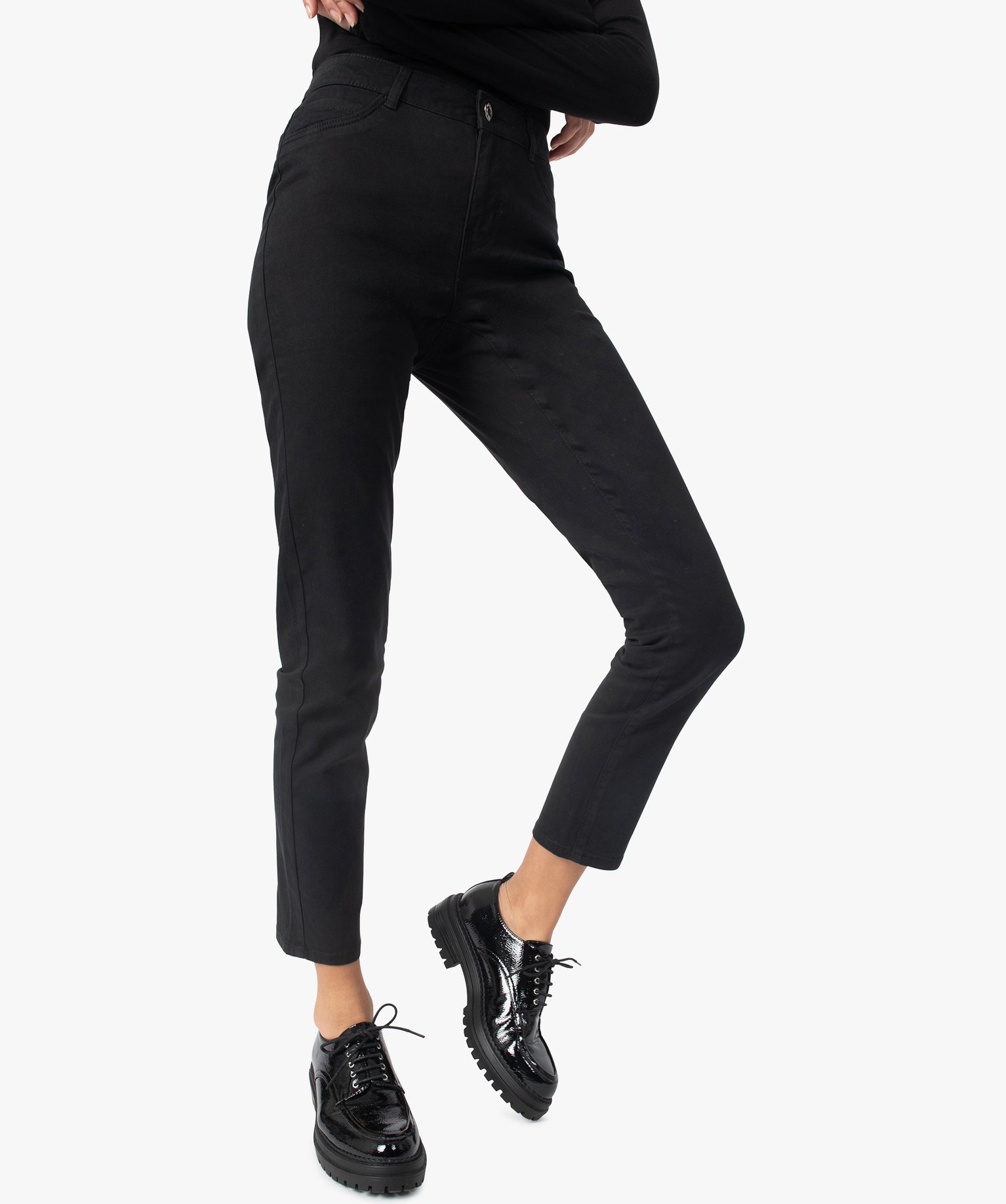 pantalon femme en toile denim coupe slim noir pantalons
