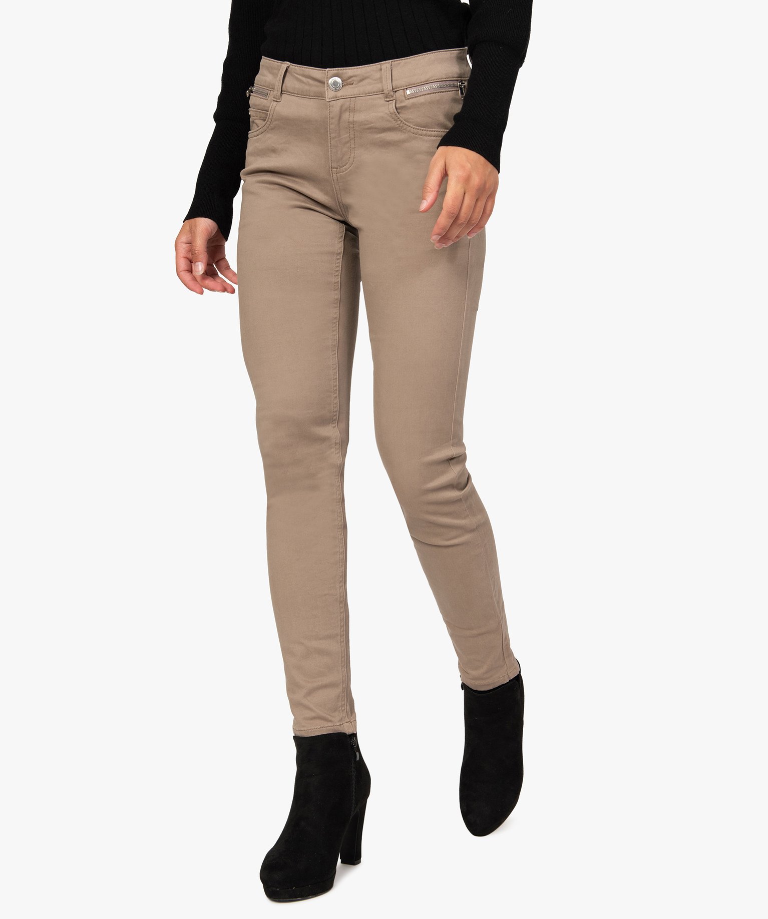 pantalon femme coupe slim effet push-up brun pantalons