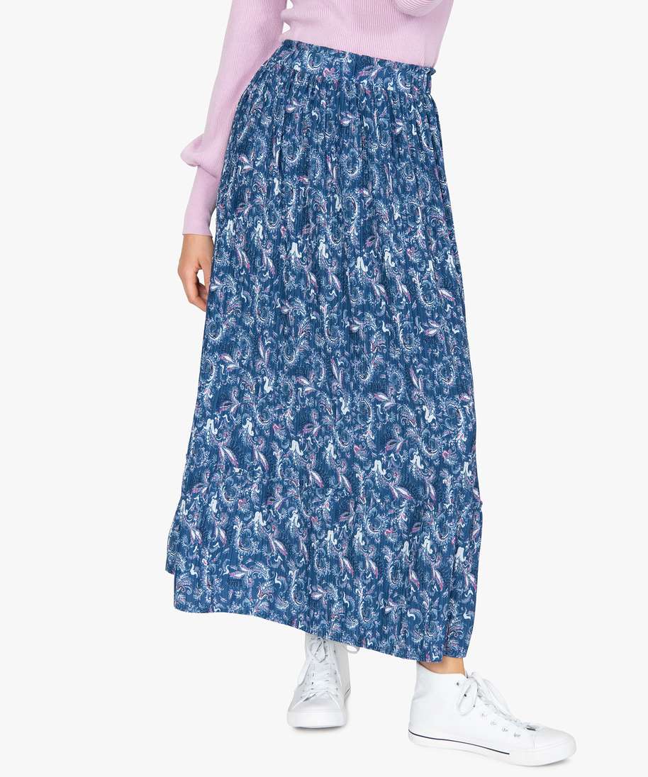 jupe femme longue plissee a motifs imprime jupes