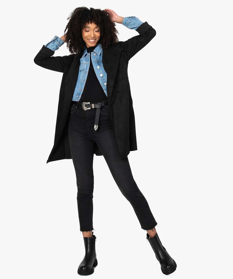 veste trench femme en suedine avec ceinture noir vestes femme G MO