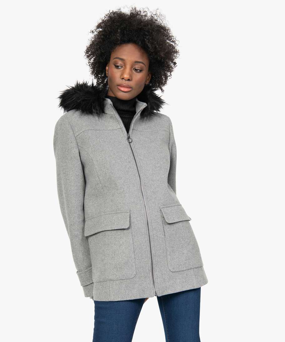 manteau court à capuche femme