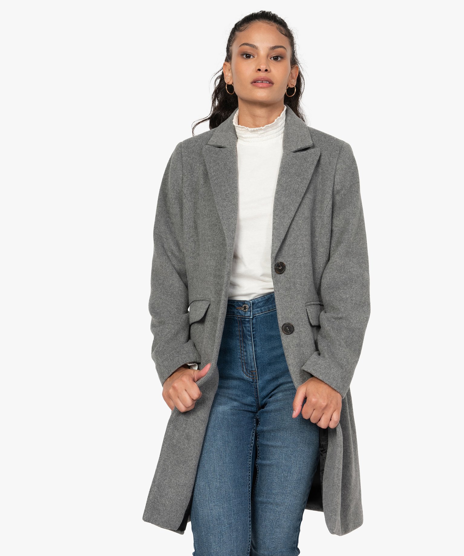 manteau col tailleur femme noir