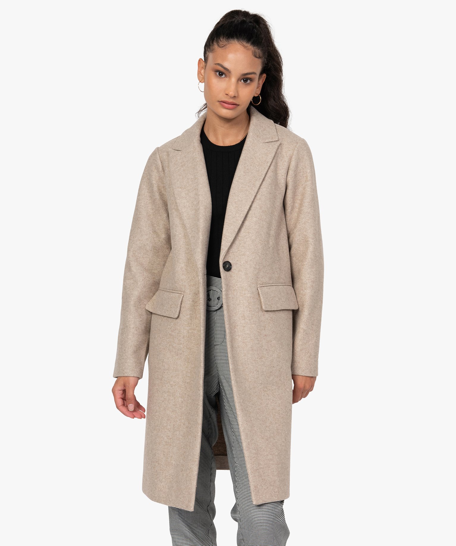 manteau col tailleur femme noir