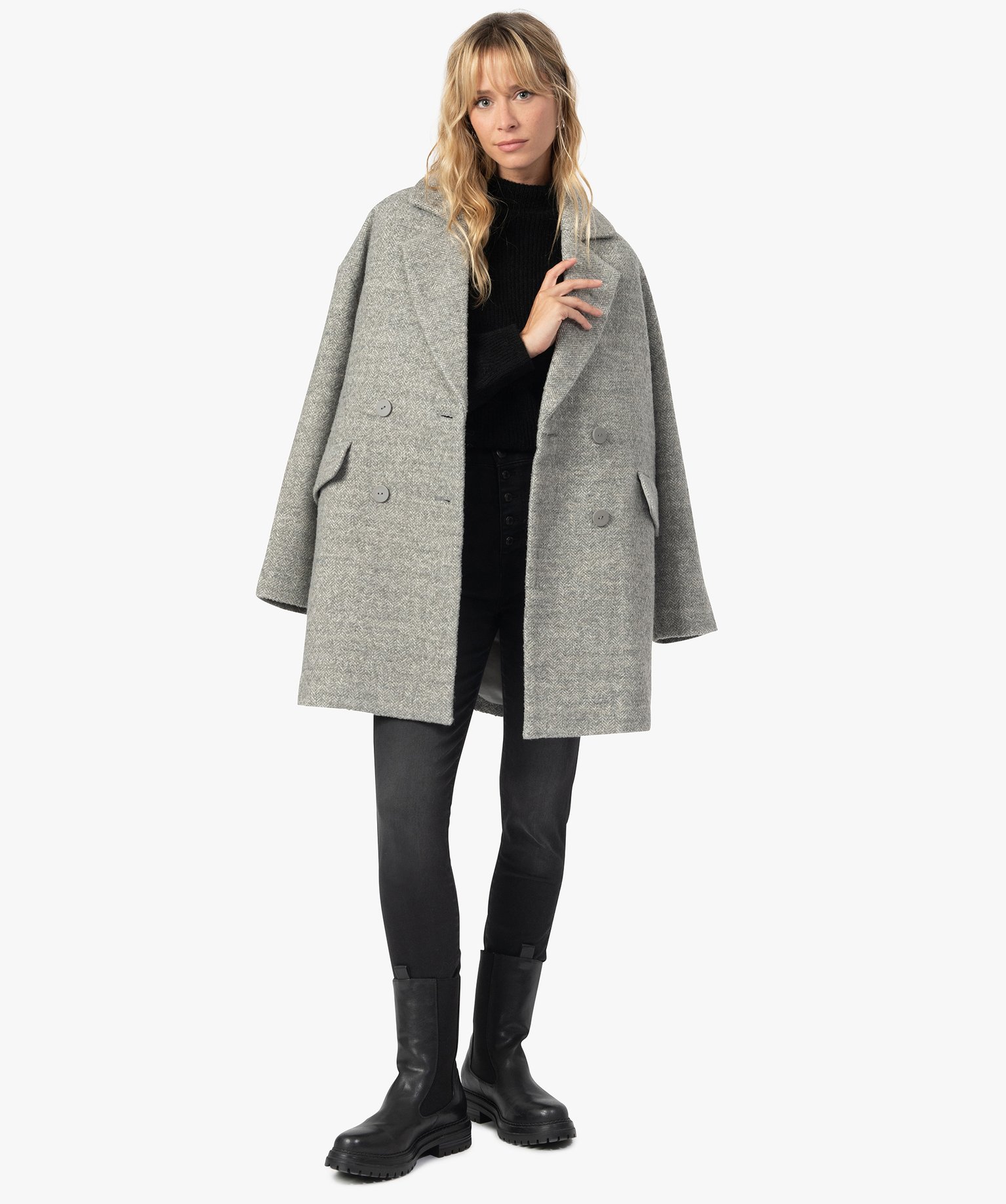 long manteau femme gris