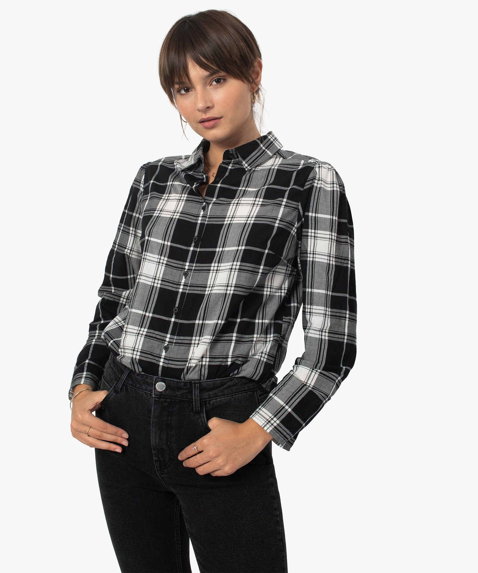 chemise femme a carreaux 100 coton imprime chemisiers