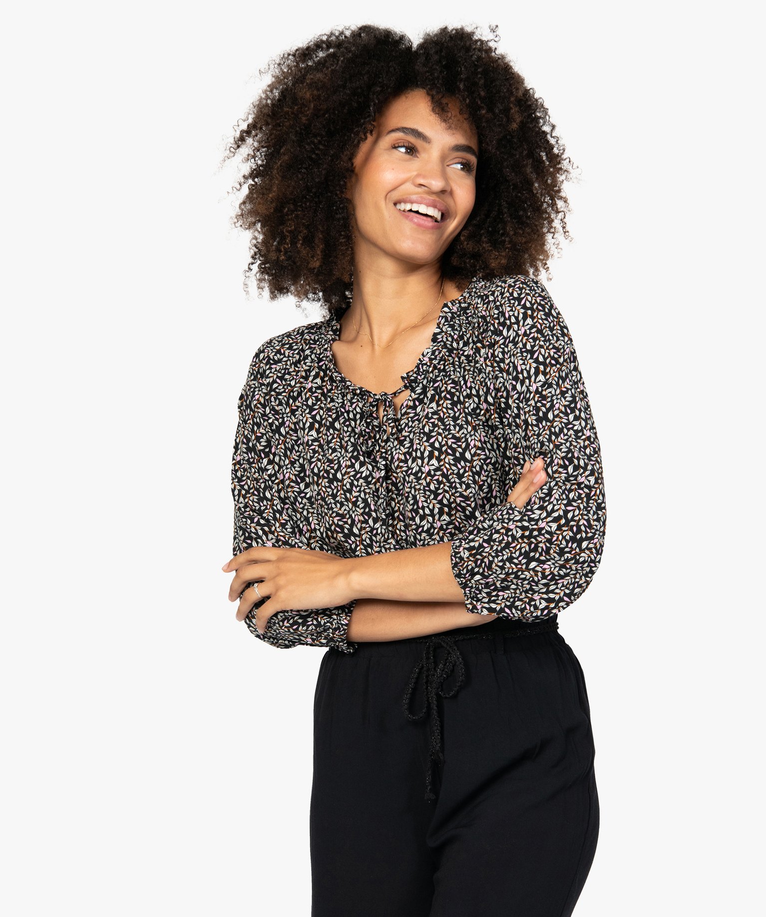 blouse femme imprimee avec manches 34 elastiquees imprime blouses