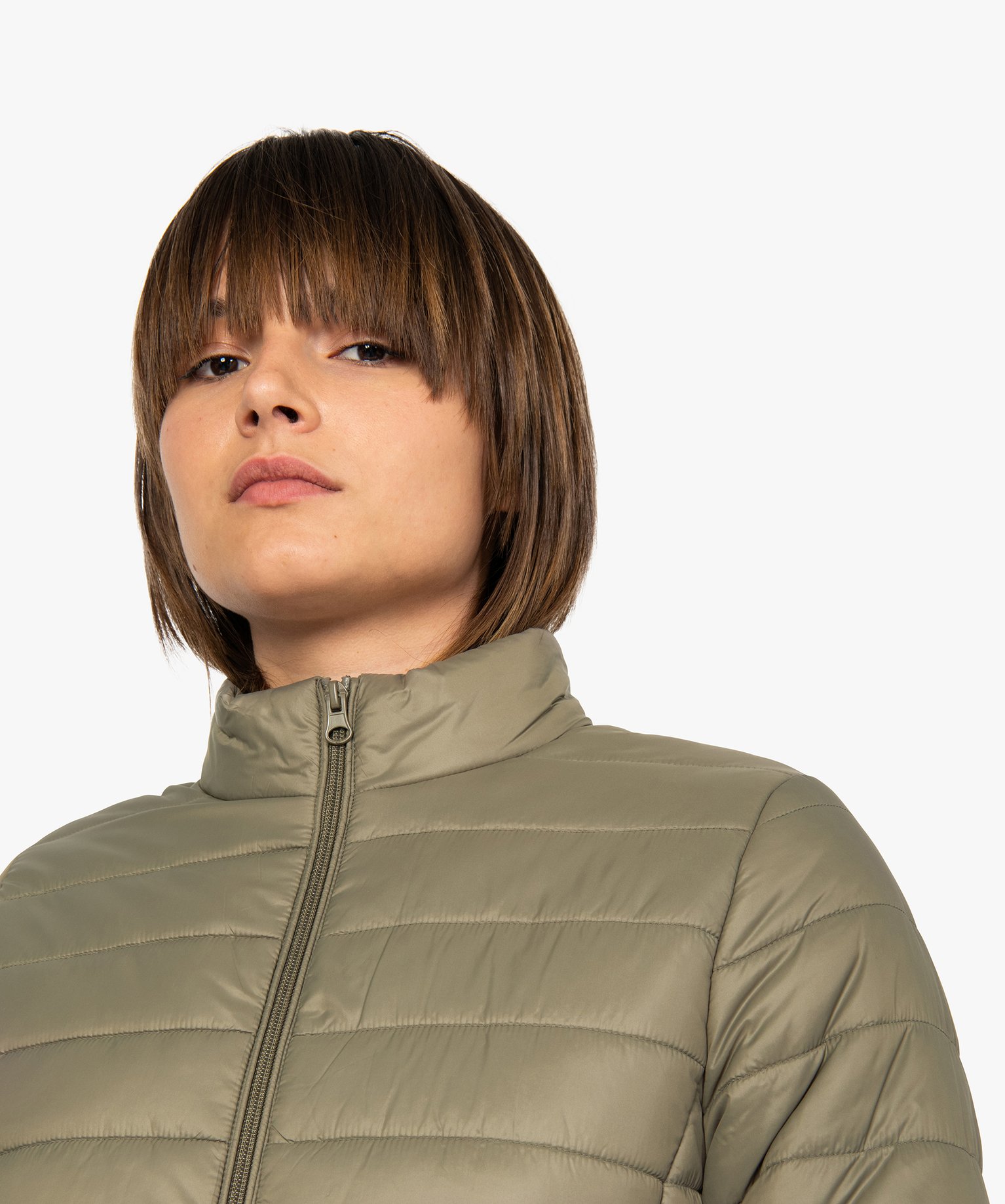 blouson femme matelasse avec col montant vert manteaux femme GEMO