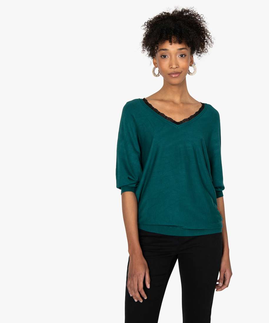 Pull decollete top v femme