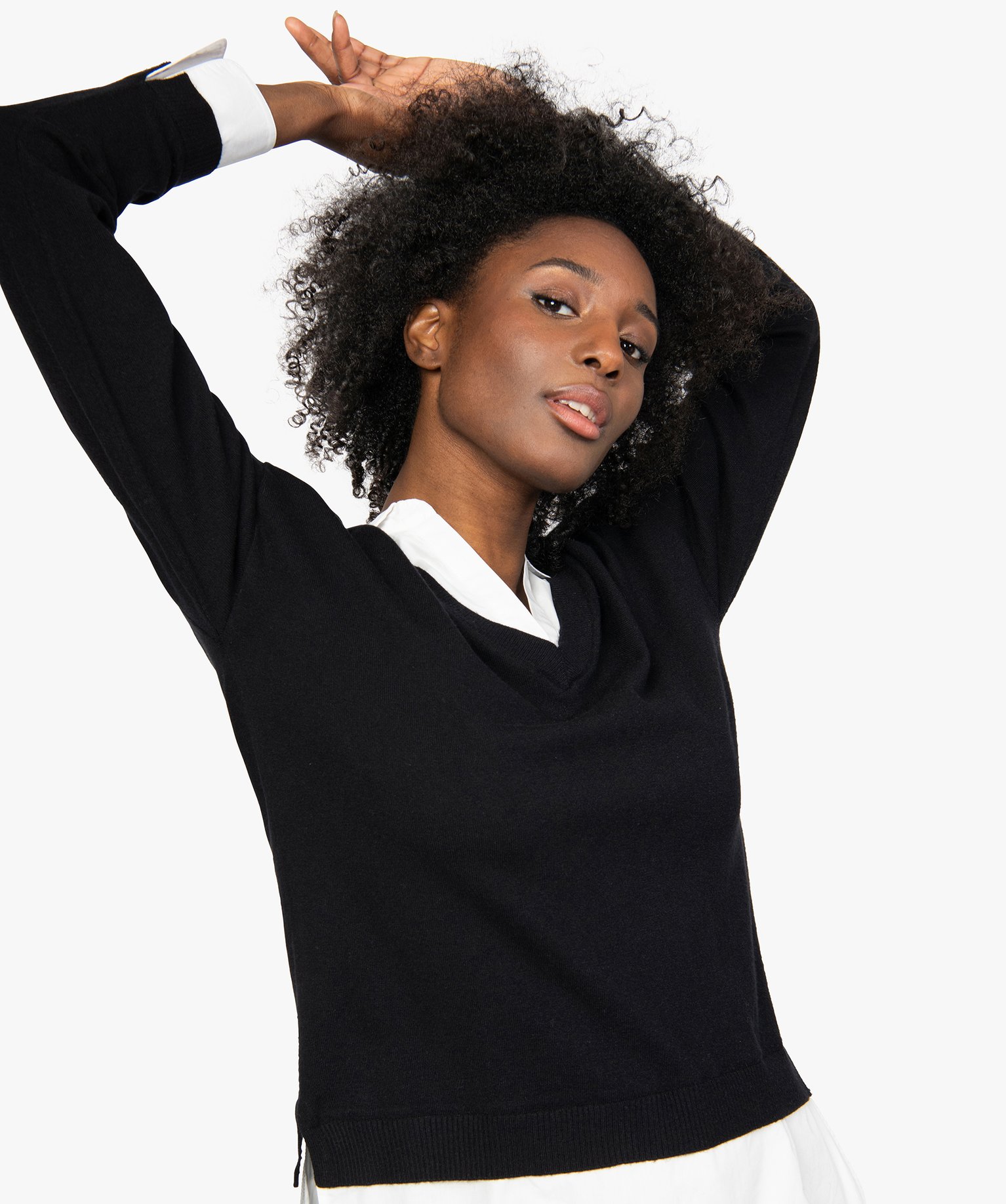 pull femme effet 2 en 1 avec col chemise multicolore pulls femme