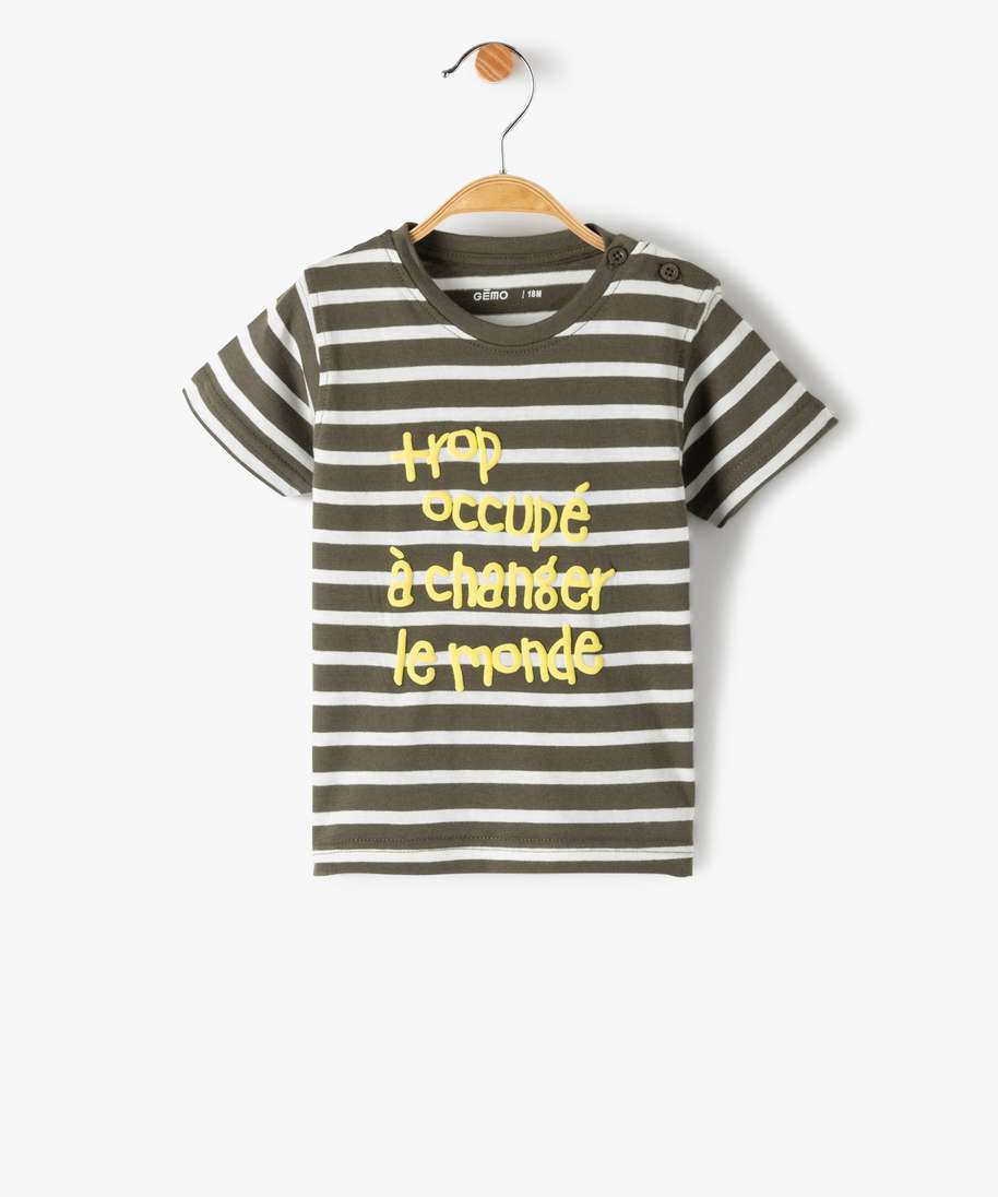 Gemo Vetements Garcon Tee Shirt Bebe Garcon A Manches Courtes Avec Motifs Vert Bebe Gemo