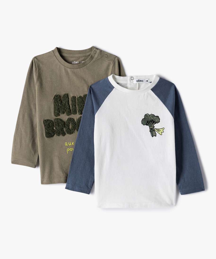 tee-shirt bebe garcon a manches longues avec motifs (lot de 2) vert tee-shirts