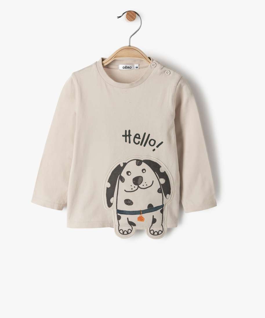 tee-shirt bebe garcon avec motif chien en relief blanc tee-shirts