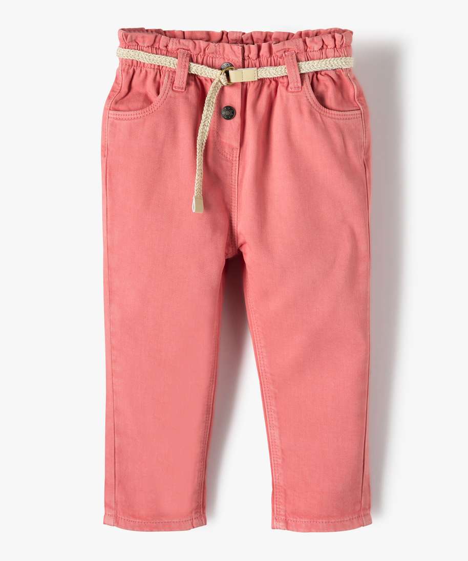 pantalon bebe fille en toile avec ceinture tressee rose pantalons et jeans