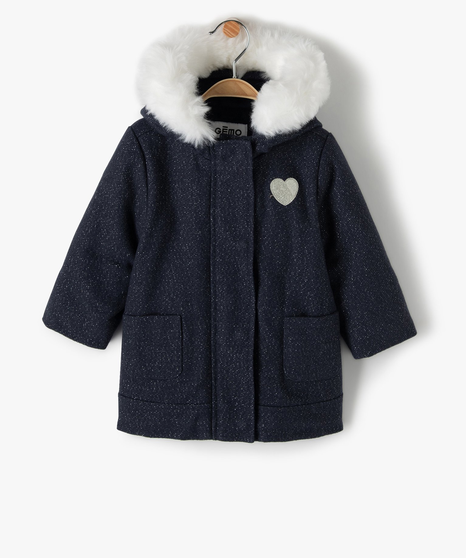 manteau bebe fille double a capuche bleu bebe