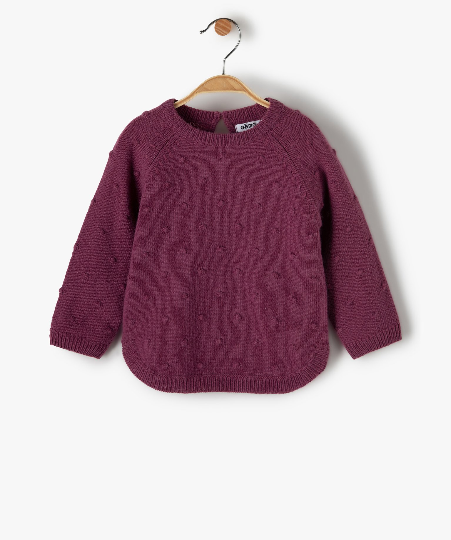 pull bebe fille en maille fantaisie facon plumetis violet pulls gilets et  sweats