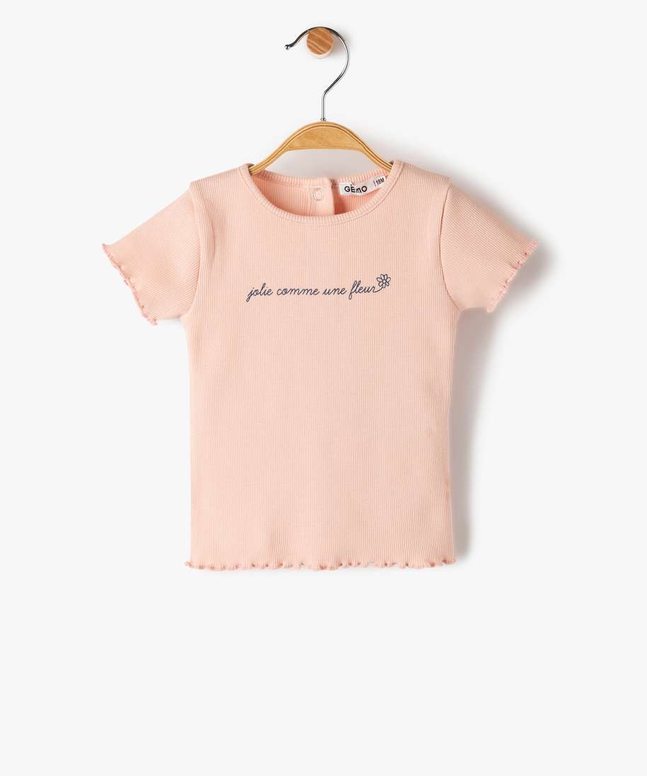 tee-shirt bebe fille en maille cotelee rose tee-shirts