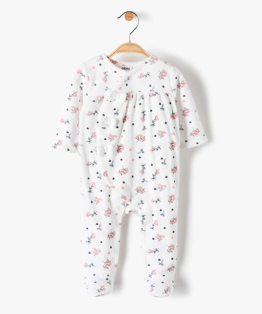 pyjama bebe fille a motifs fleuris et nouds en relief multicolore