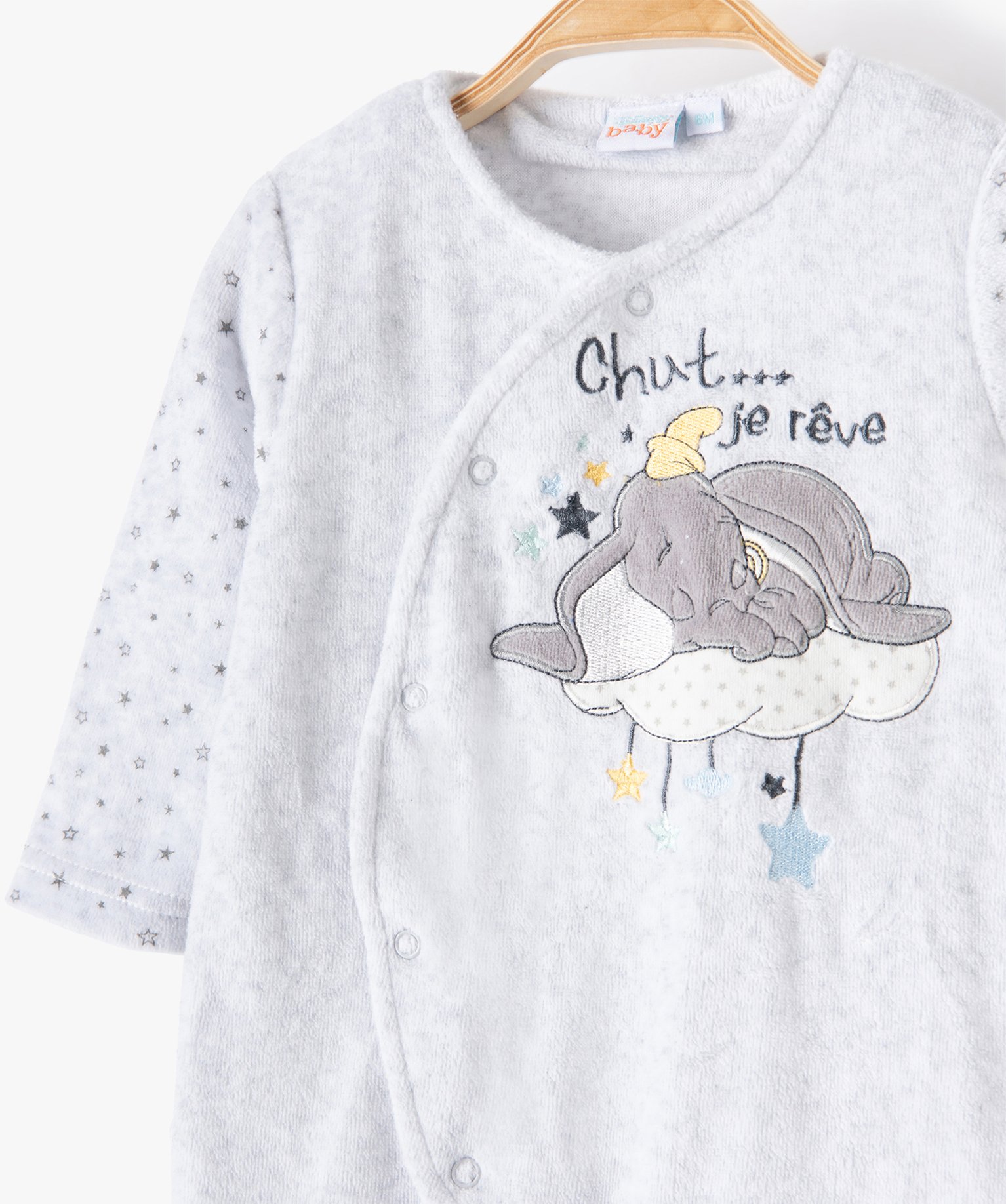 pyjama bebe a etoiles imprime dumbo disney gris pyjamas ouverture devant bebe GEMO