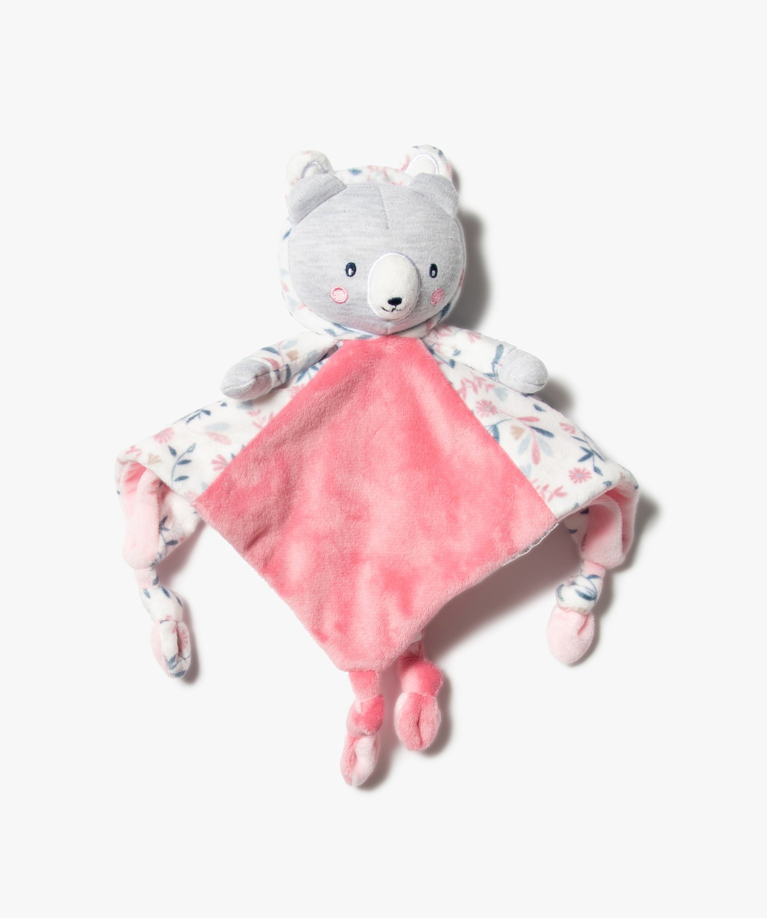 doudou bebe fille plat avec tete dourson rose bebe