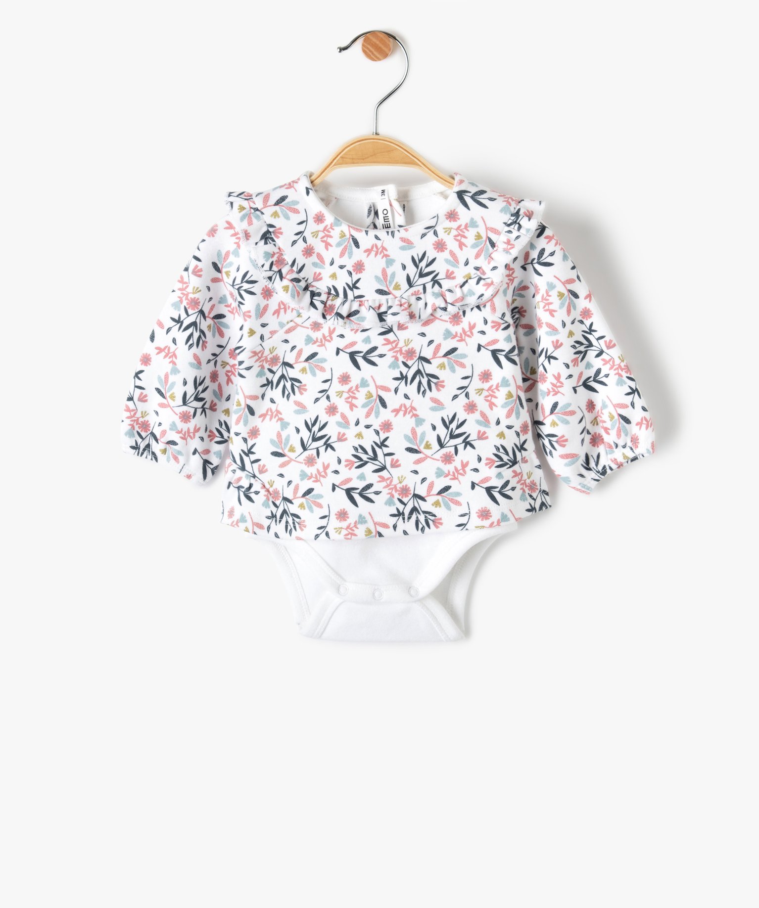 body bebe fille a manches longues 2 en 1 blanc bebe G MO