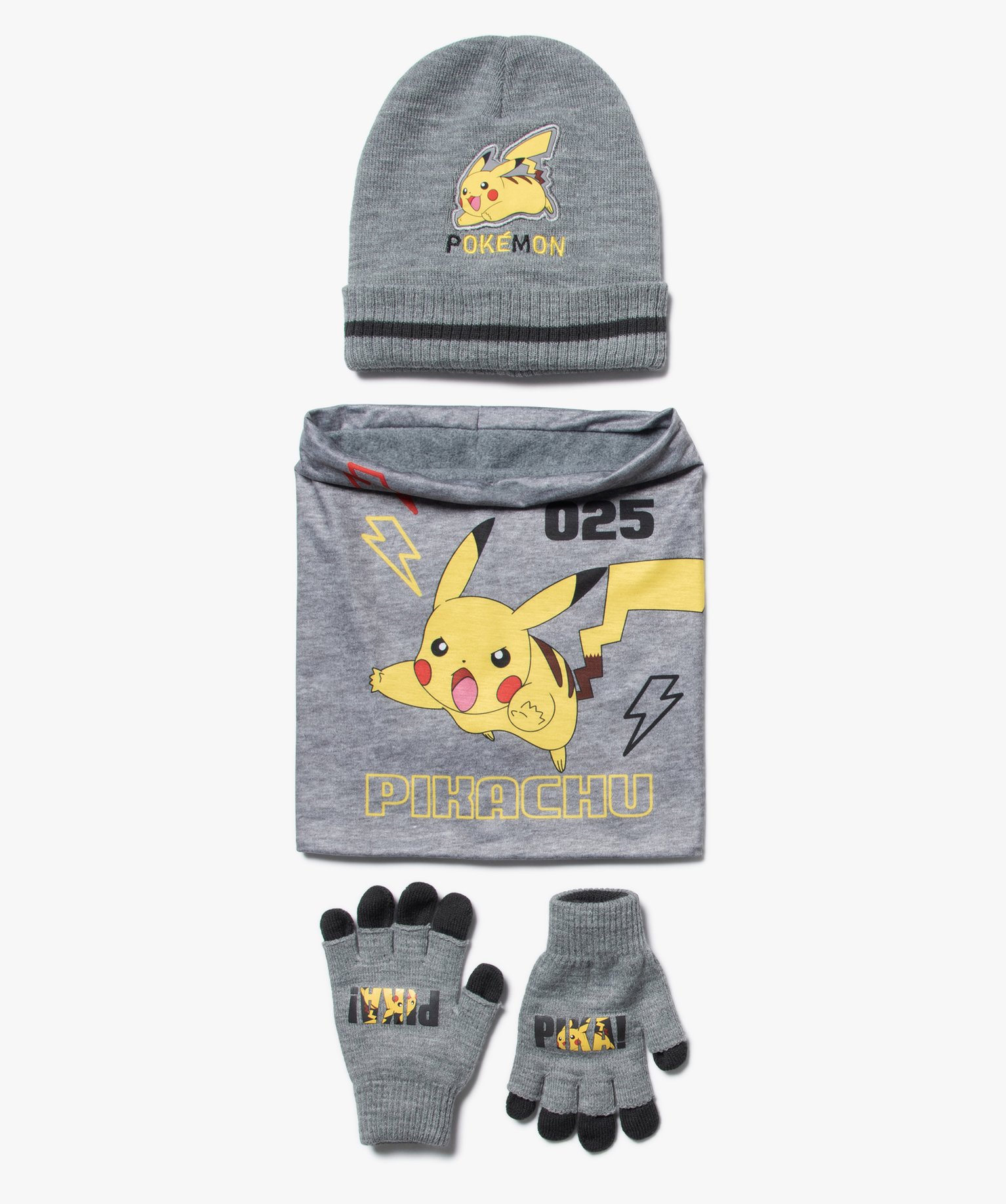 ensemble garcon bonnet gants echarpe - pokemon gris foulards echarpes et  gants