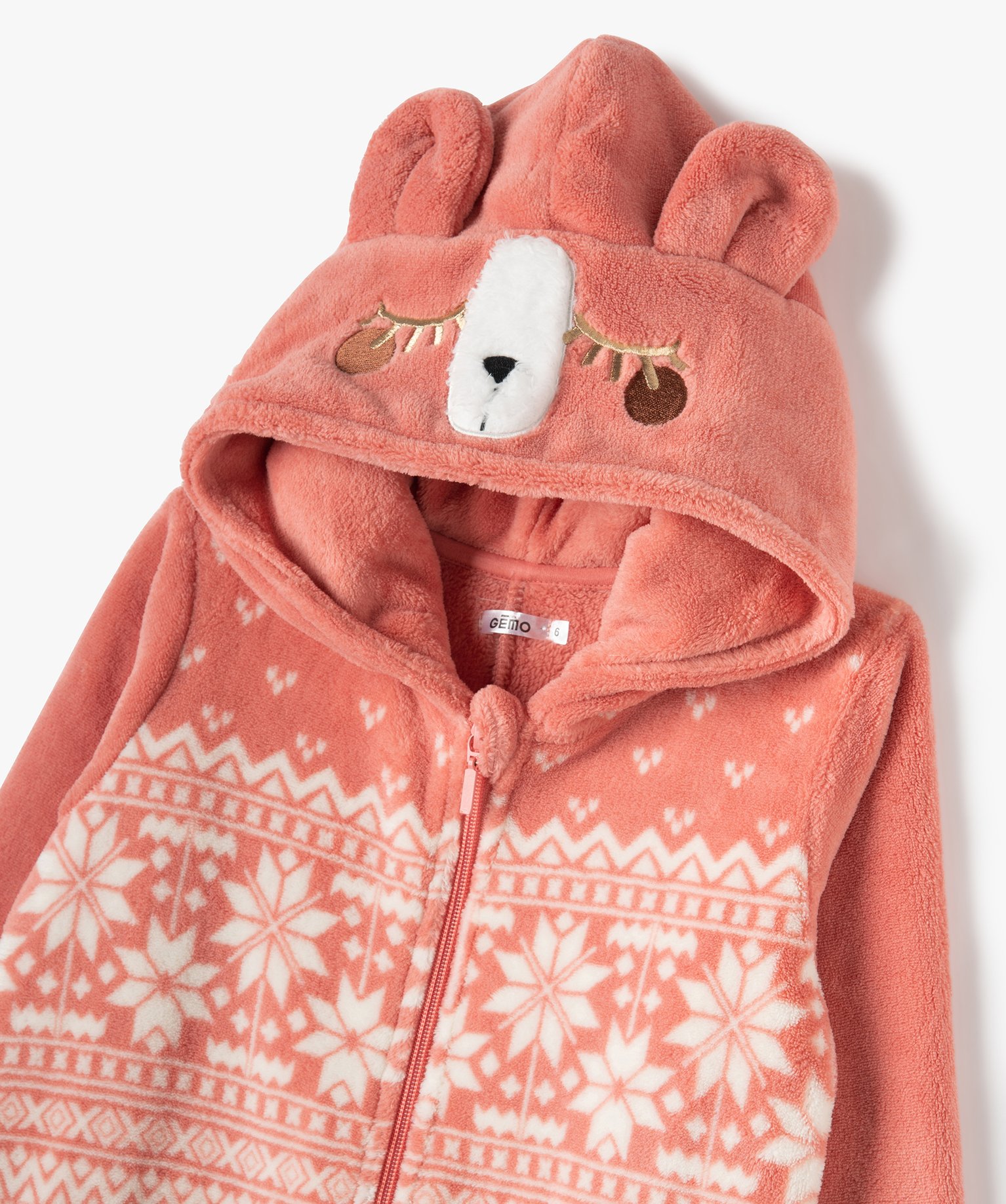 combinaison pyjama enfant zippee a capuche lama rose pyjamas fille GEMO