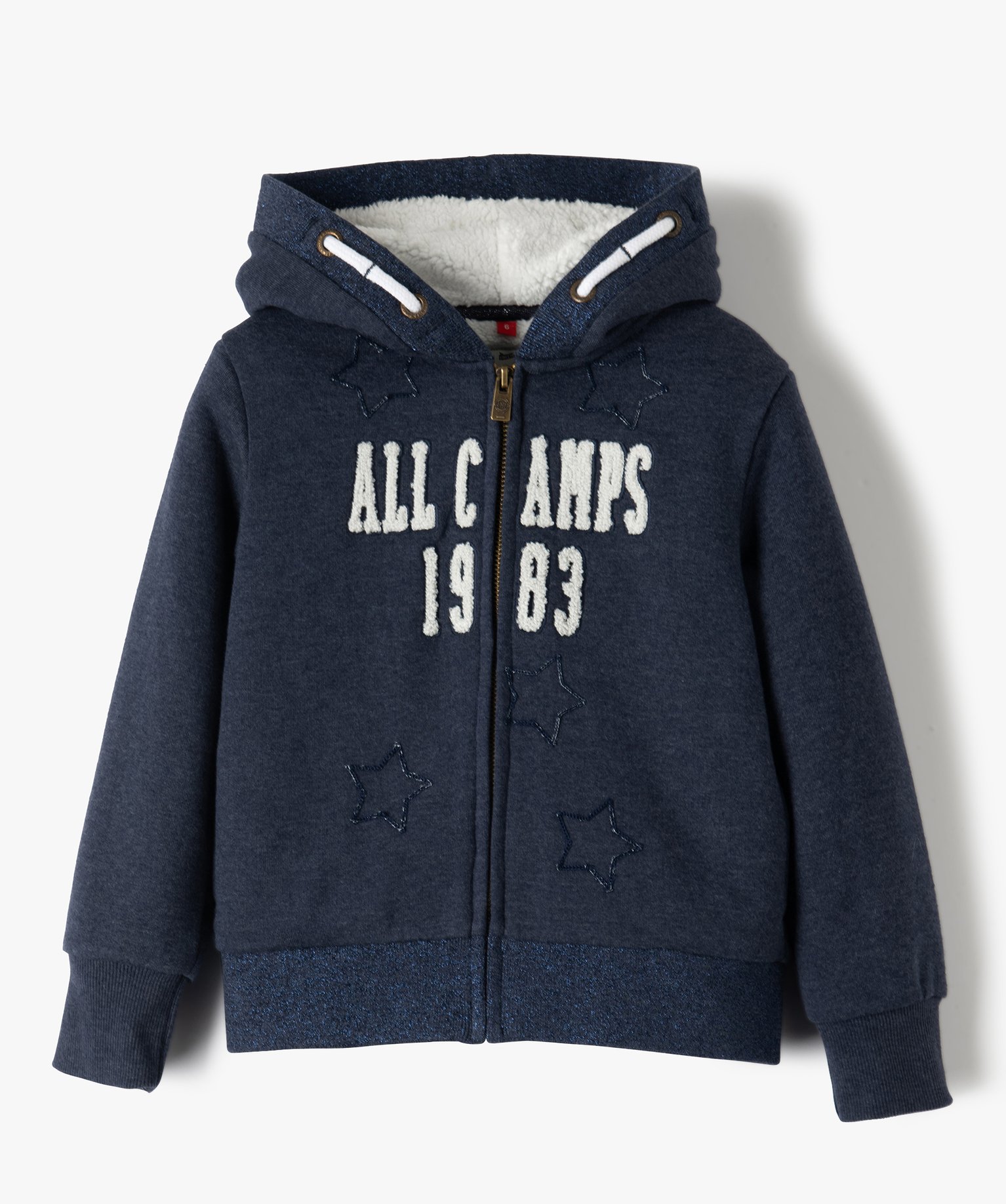 sweat fille a capuche et fermeture zippee camps united bleu