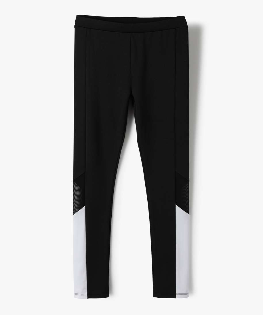 leggings de sport fille avec bas contrastant noir leggings fille GEMO