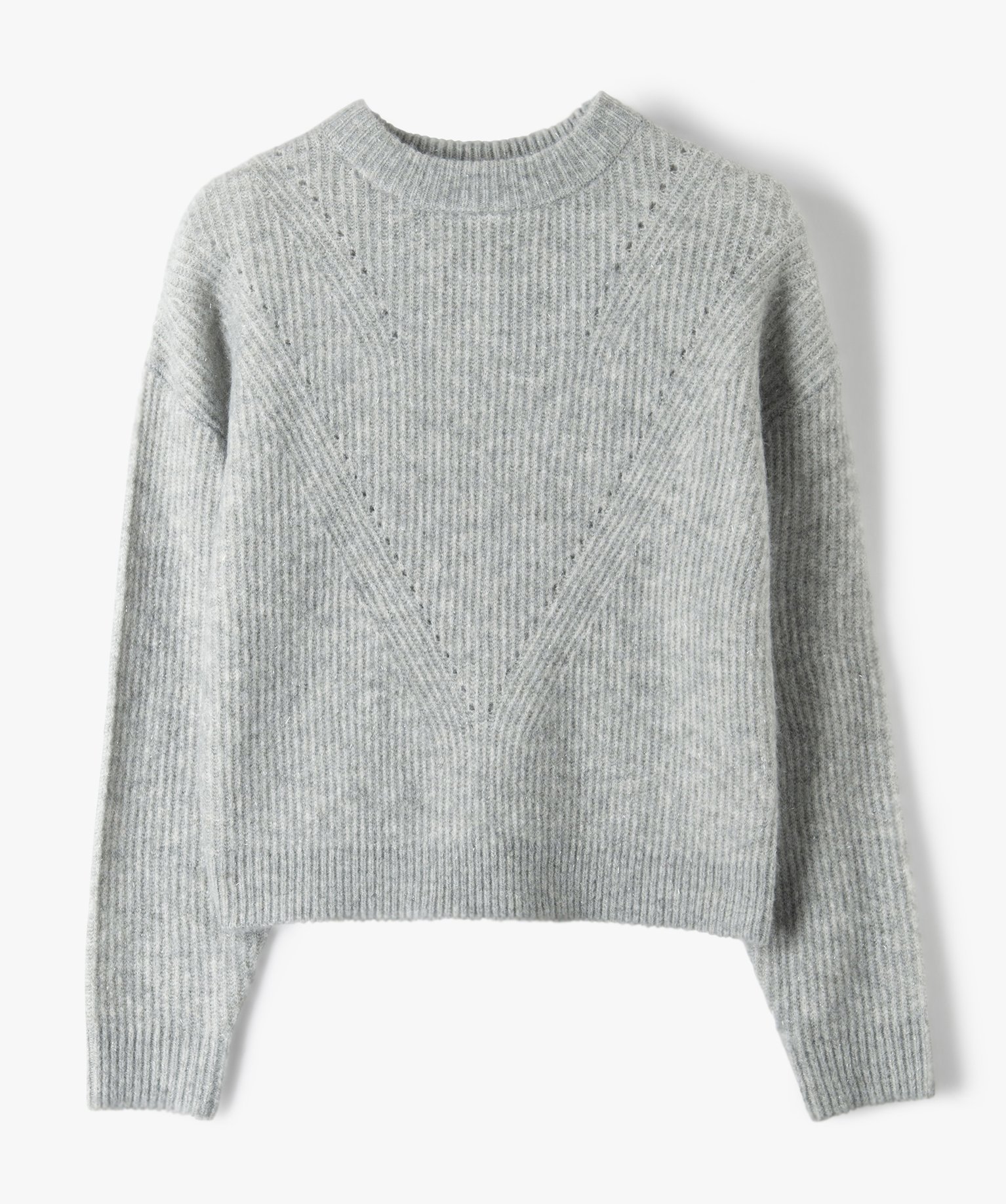 pull fille ample a grosses mailles gris pulls