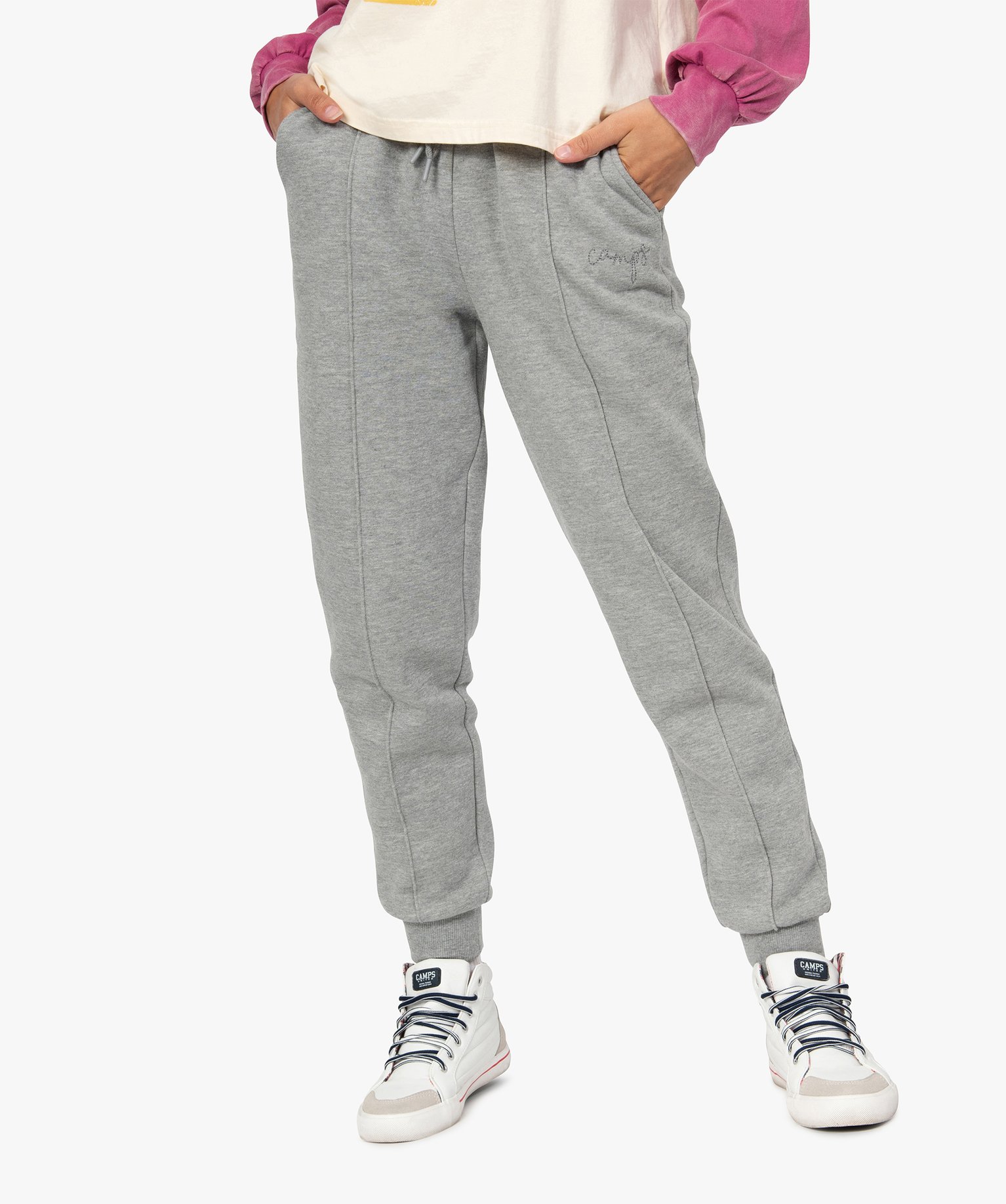 pantalon de jogging femme en jersey molletonne - camps gris pantalons