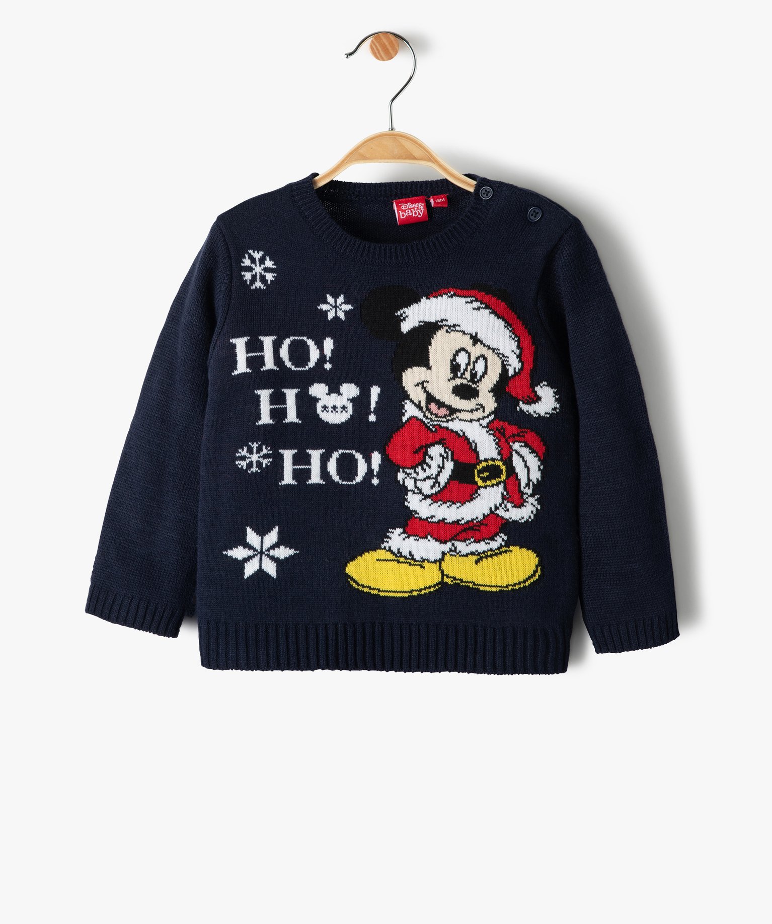 pull de noel bebe garcon avec motif mickey - disney bleu pulls