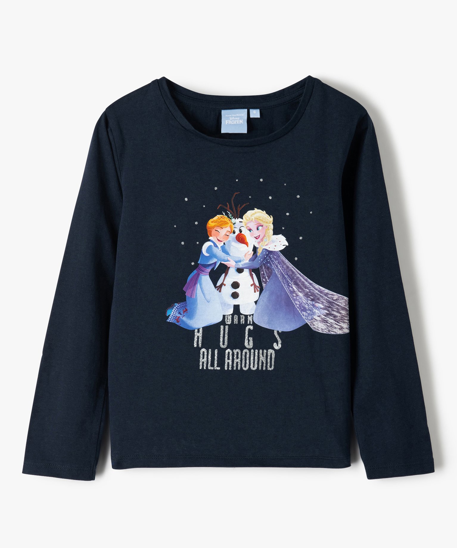 tee-shirt fille a manches longues avec motif – la reine des neiges bleu  tee-shirts