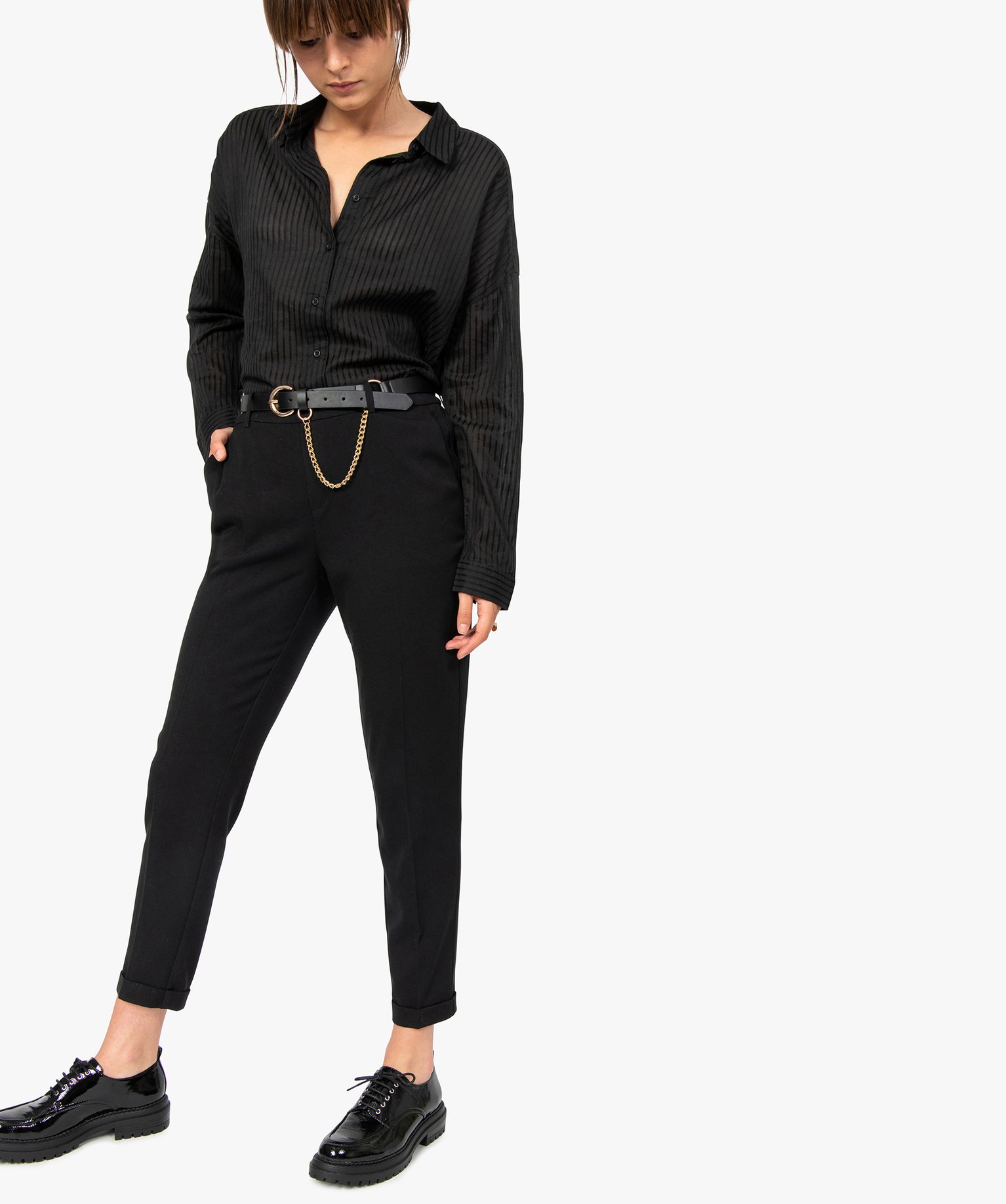pantalon femme en toile coupe large noir pantalons