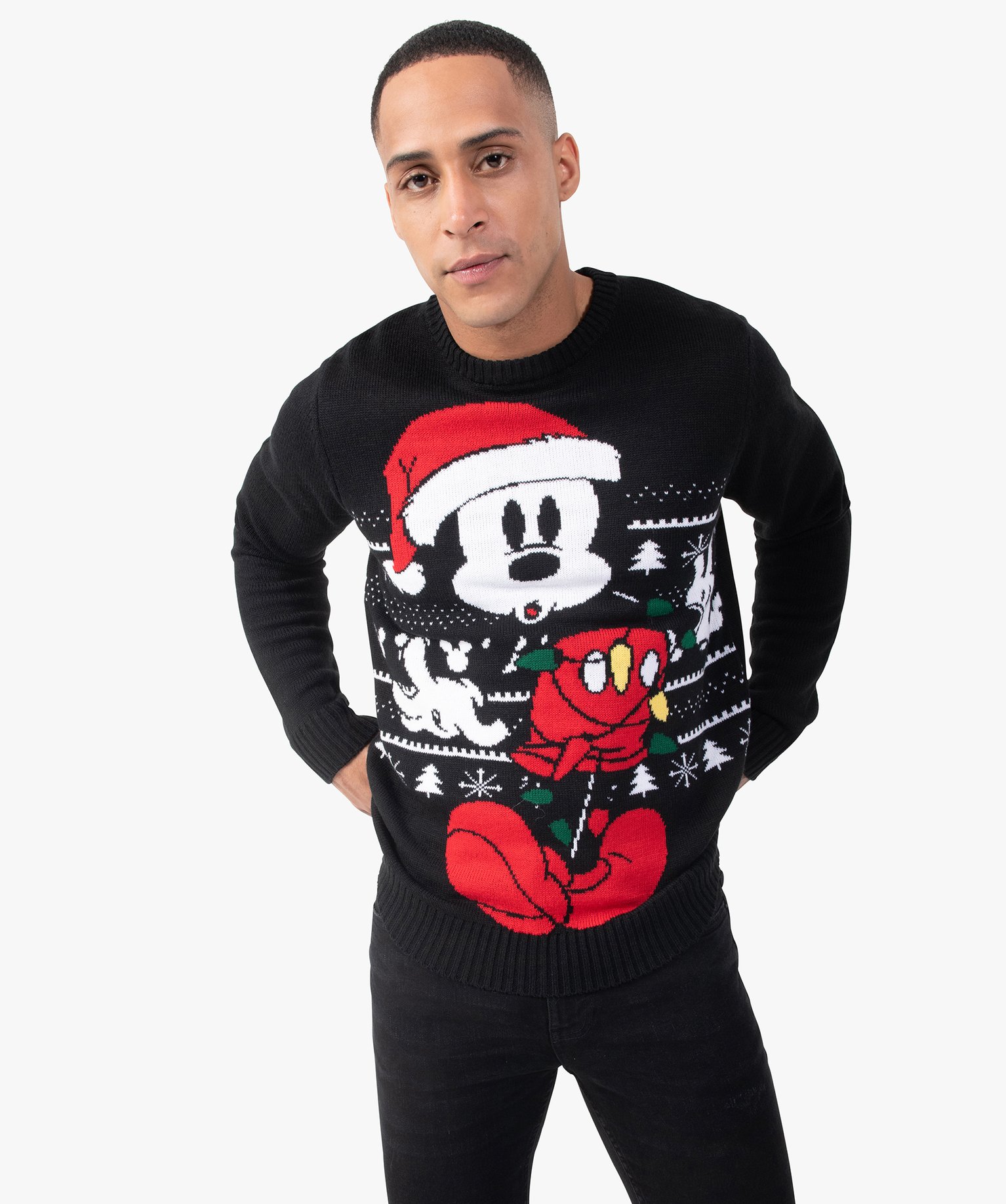 pull homme special noel avec motif mickey - disney noir pulls homme