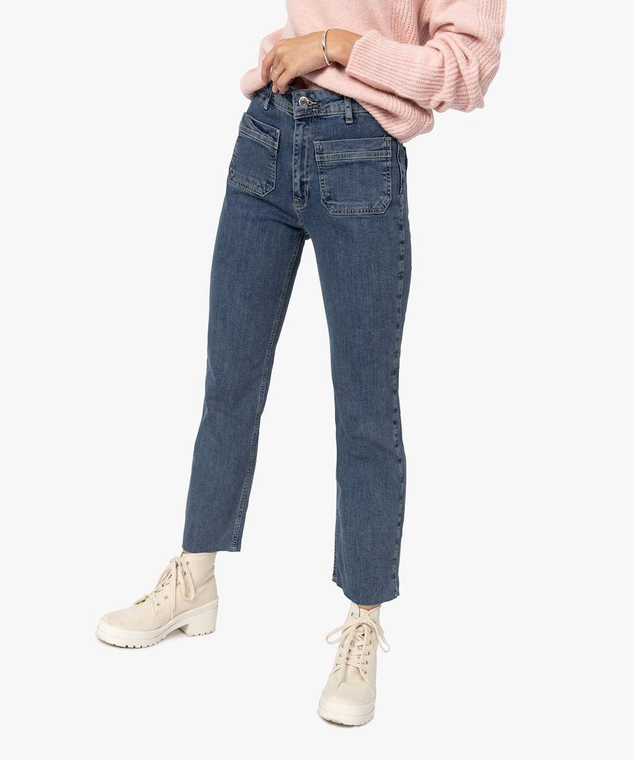 jean femme coupe droite avec poches plaquees gris pantalons jeans et leggings