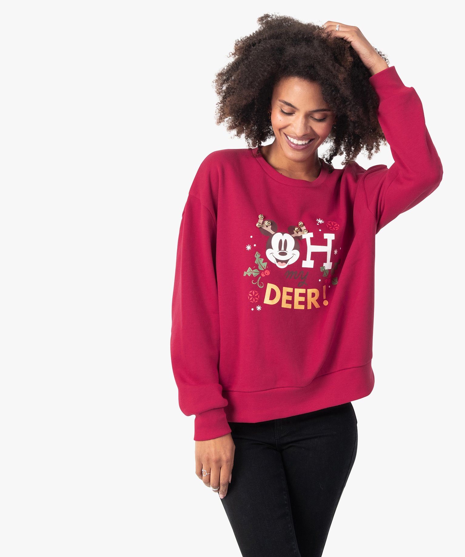 sweat femme special noel avec motif mickey - disney rouge sweats femme