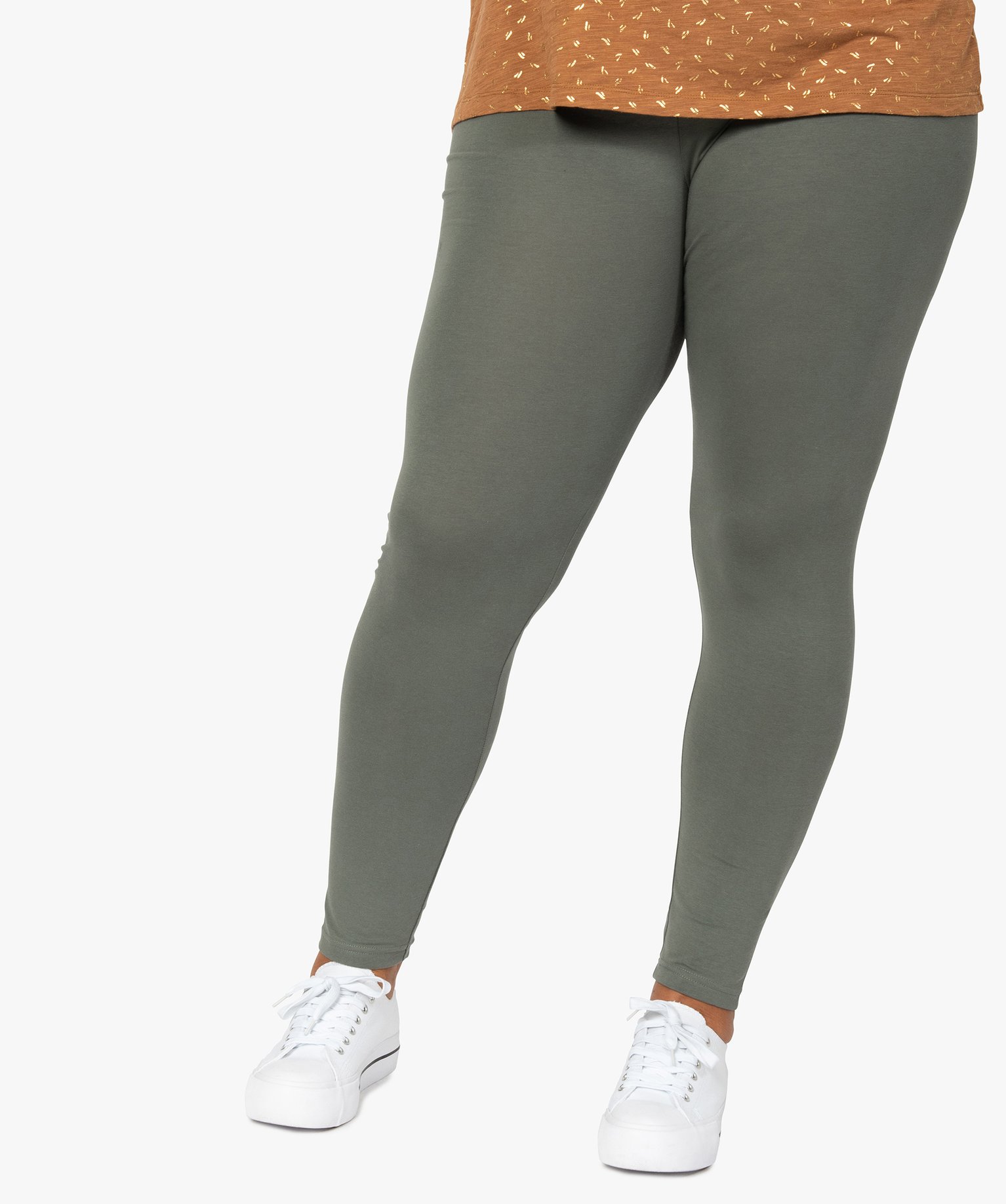 legging femme grande taille uni en coton stretch vert leggings et jeggings