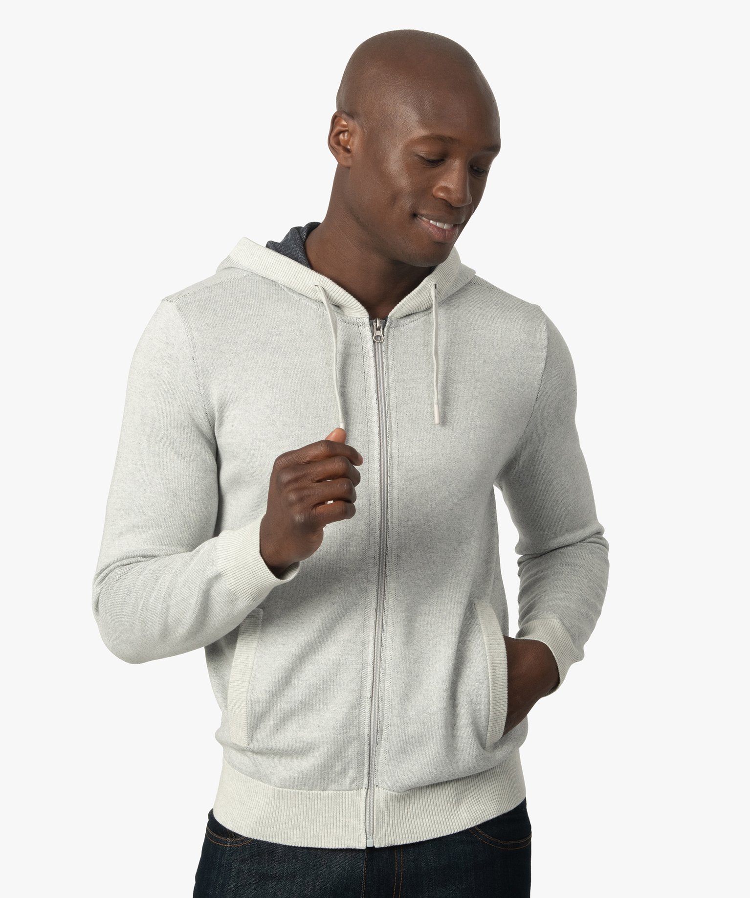 gilet homme en maille avec capuche gris gilets homme | GÉMO