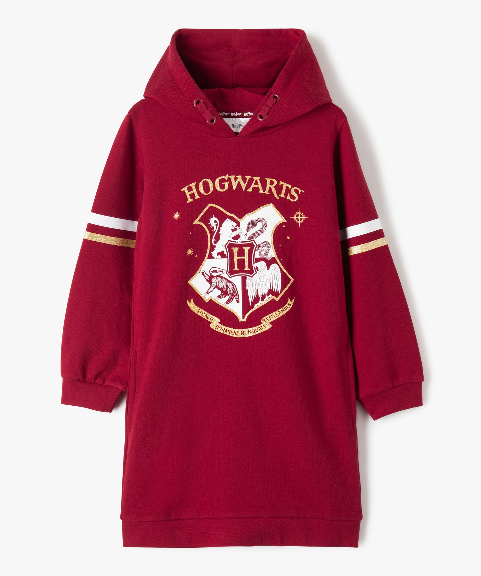 robe fille forme sweat a capuche – harry potter rouge robes et jupes promos