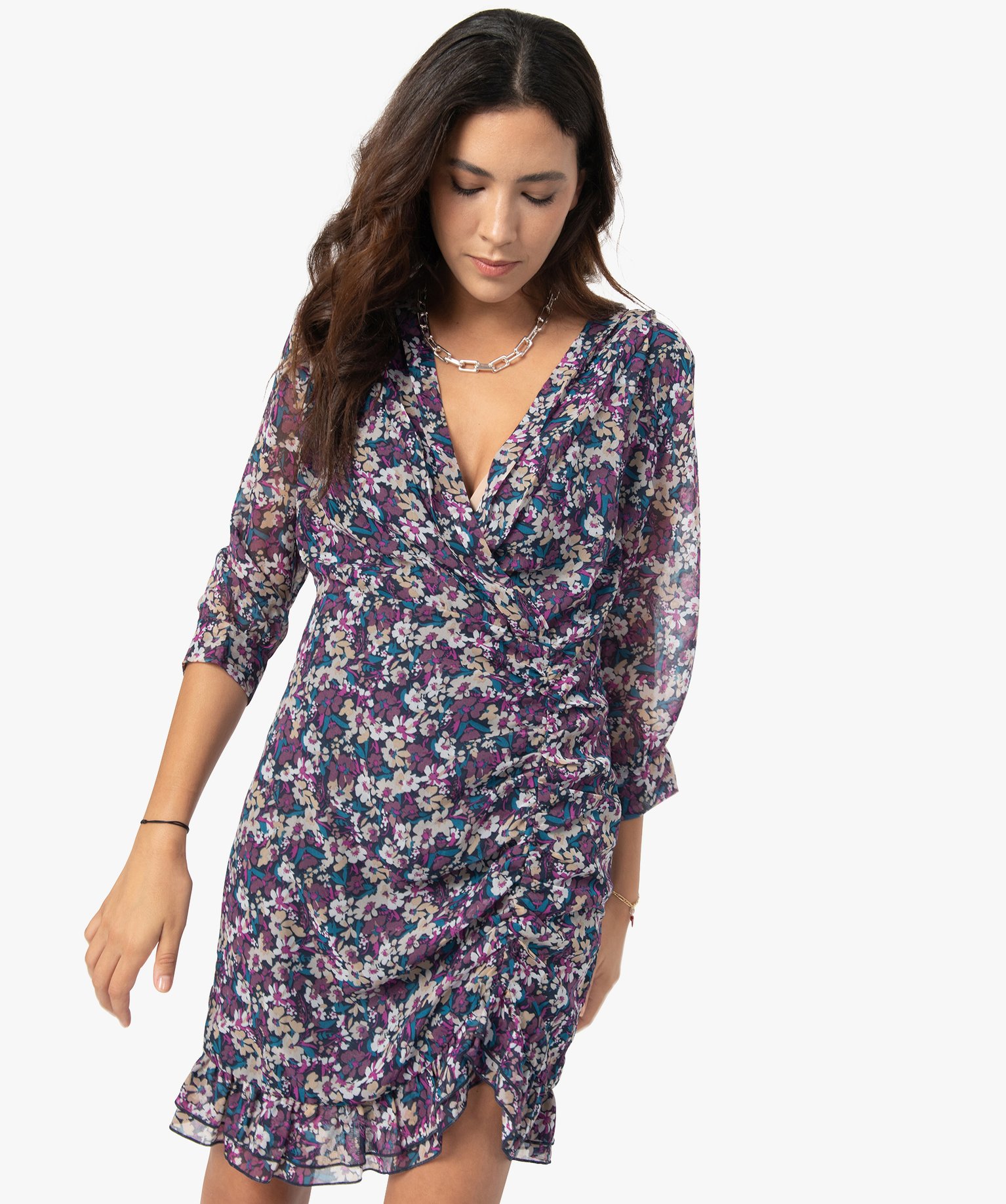 robe femme en voile a motifs fleuris imprime robes femme GEMO