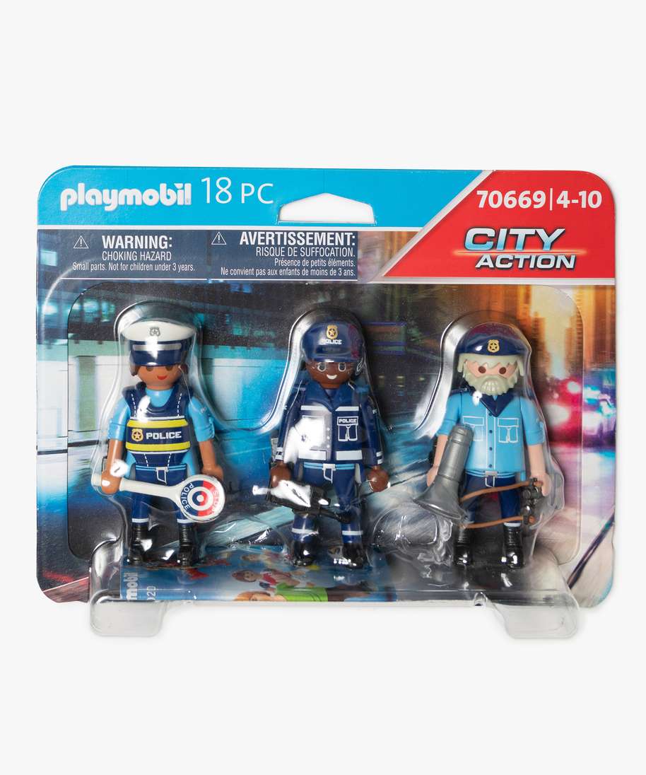 jouet enfant equipe de policiers - playmobil bleu