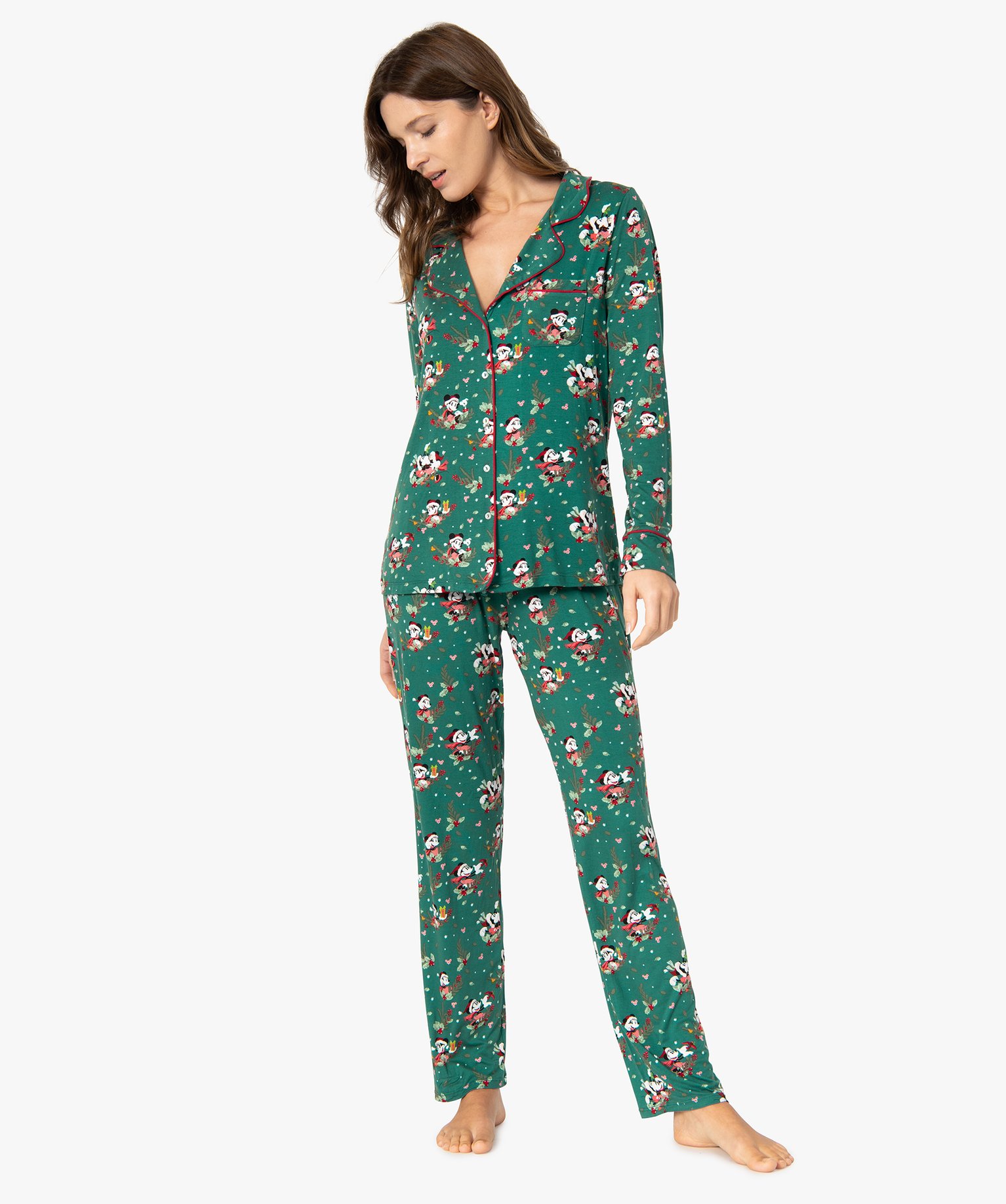 pyjama femme special noel avec motifs minnie - disney imprime