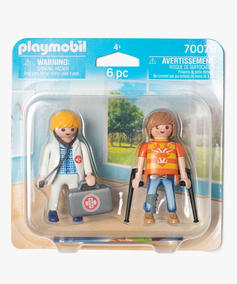 jouet enfant medecin et patient - playmobil multicolore garcon