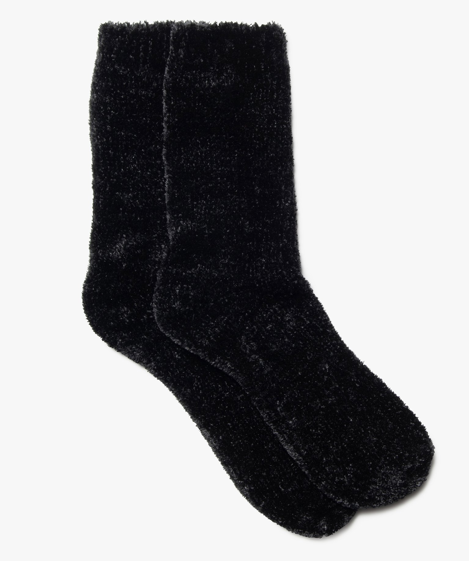 chaussettes femme en maille chenille douce et epaisse noir chaussettes
