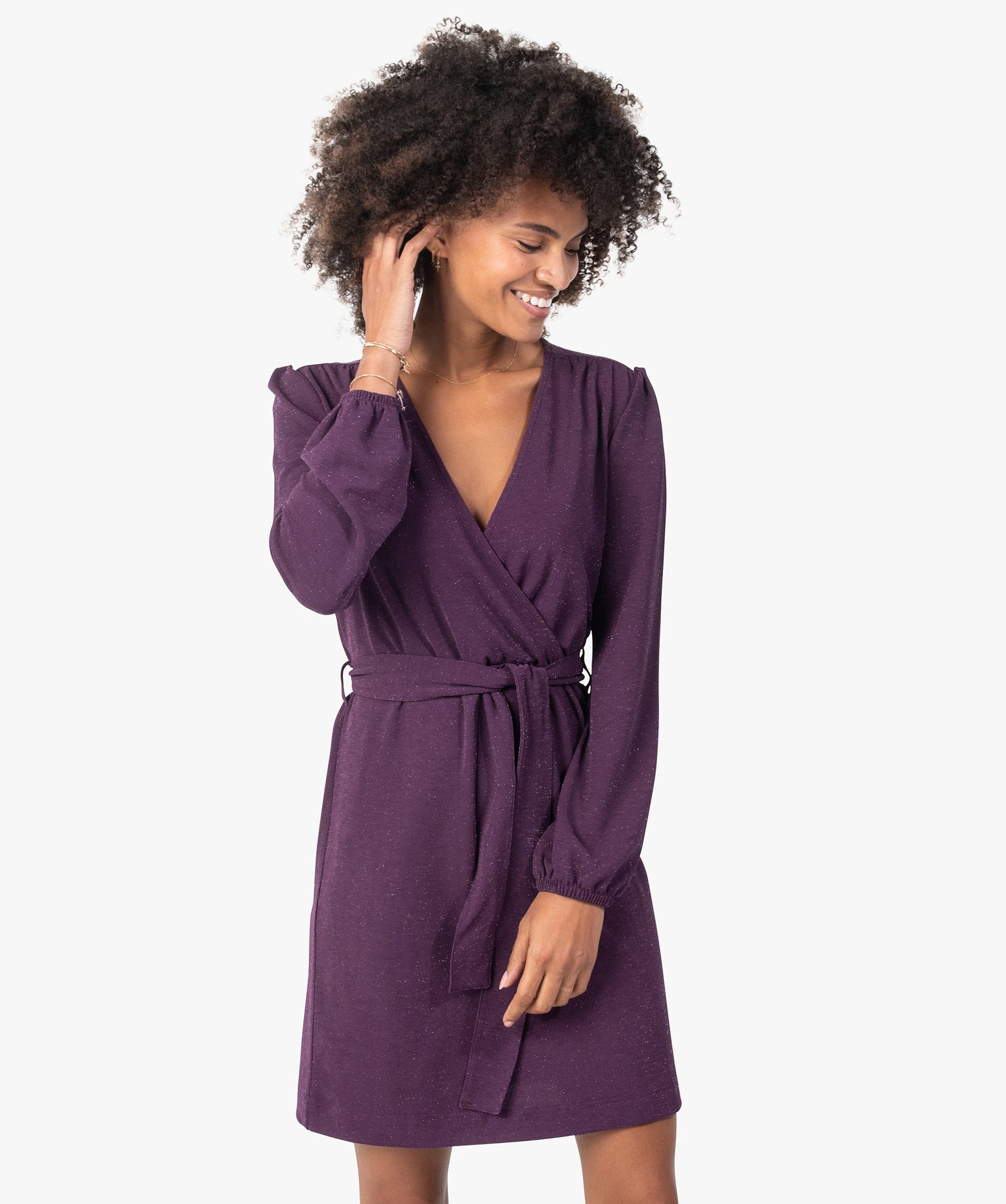 robe femme pailletee avec haut cache-cour violet