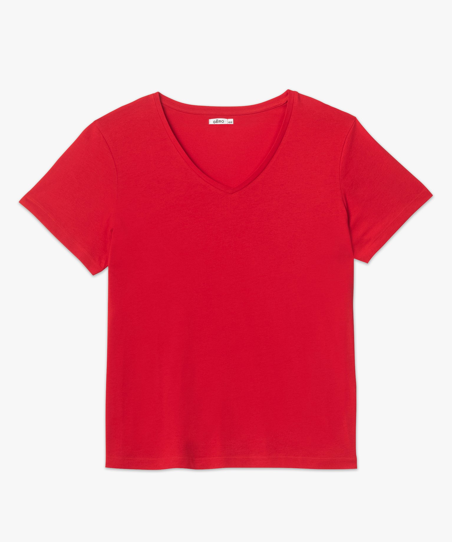 tee-shirt femme imprime avec col v en dentelle rouge t-shirts
