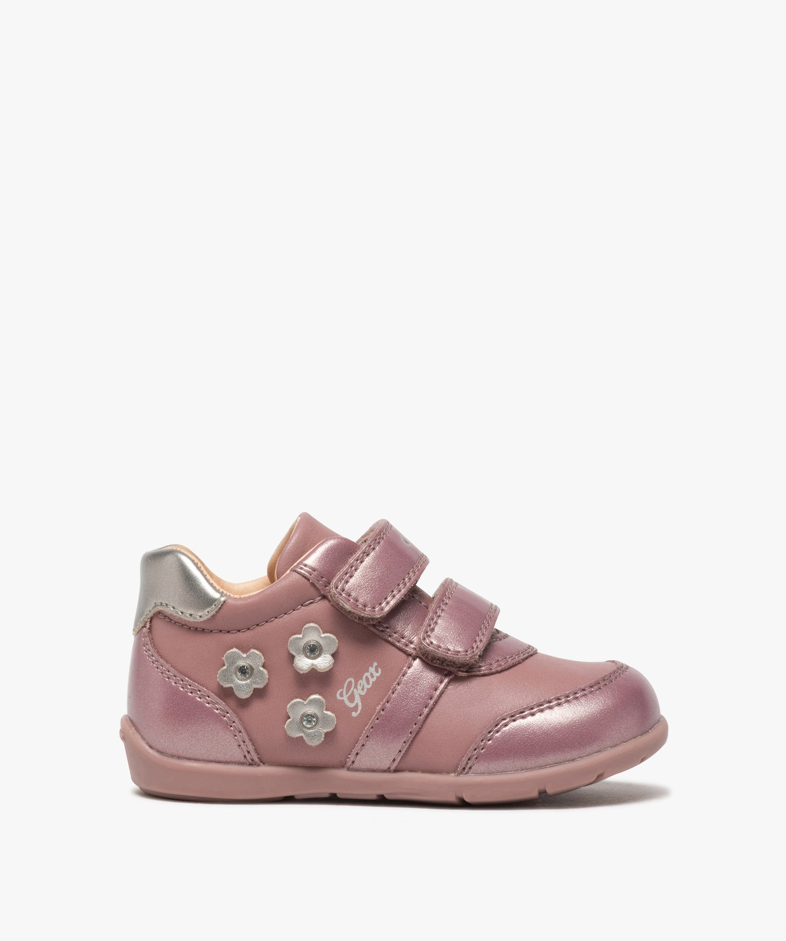 chaussures bebe fille a scratch decor fleurs - geox rose bebe