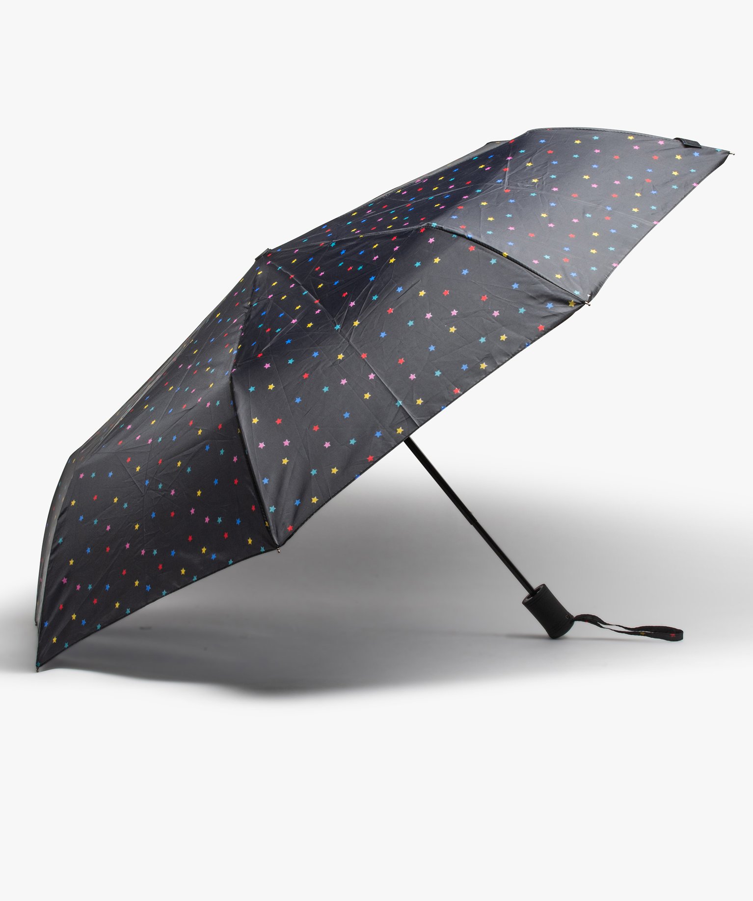 parapluie femme pliant a motifs etoiles noir