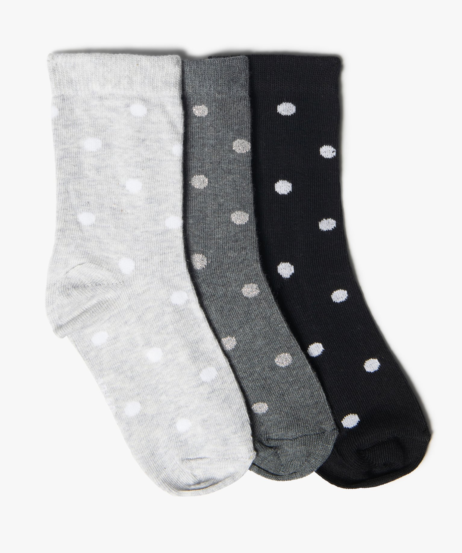 chaussettes hautes a pois fille (lot de 3) noir chaussettes fille