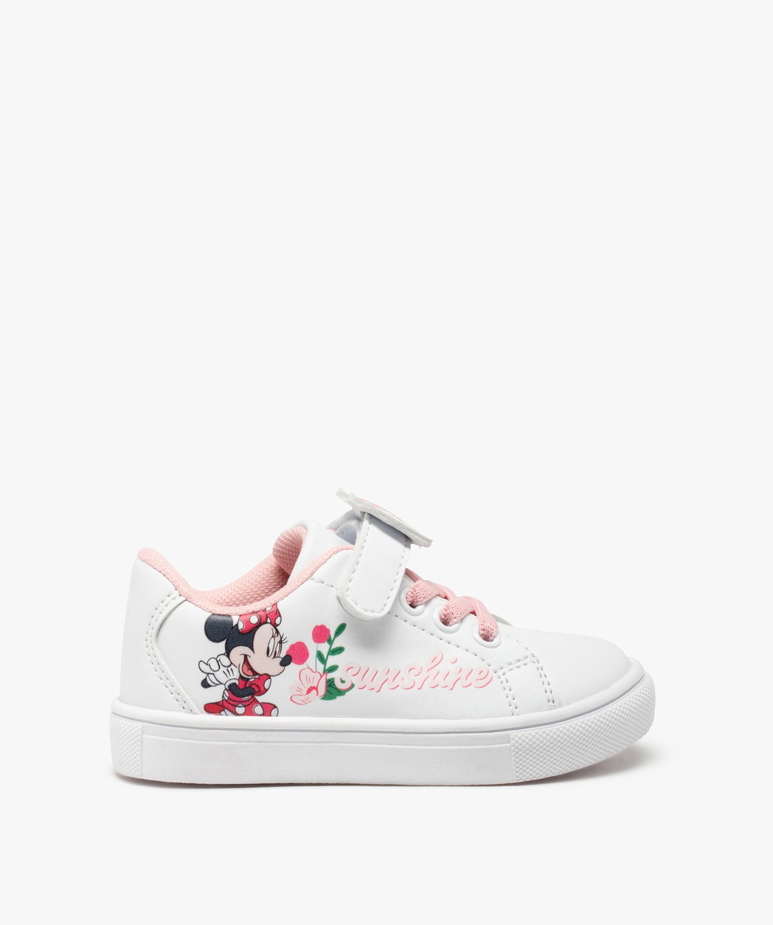 baskets bebe fille a lacets et scratch - minnie blanc baskets et tennis bebe